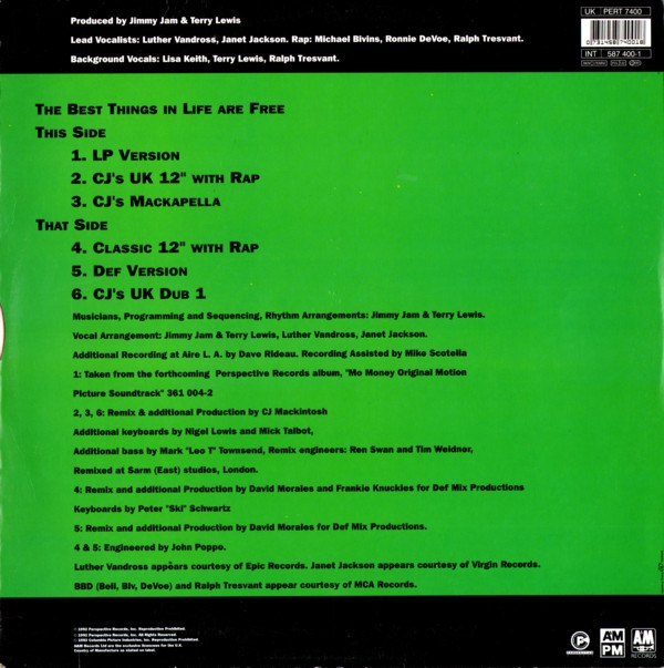 Luther Vandross & Janet Jackson With Special Guests Bell Biv Devoe & Ralph Tresvant - The Best Things In Life Are Free | Perspective Records (PERT 7400) - 2