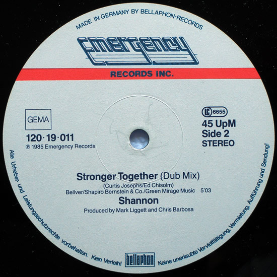 Shannon - Stronger Together | Emergency Records (120·19·011) - 4