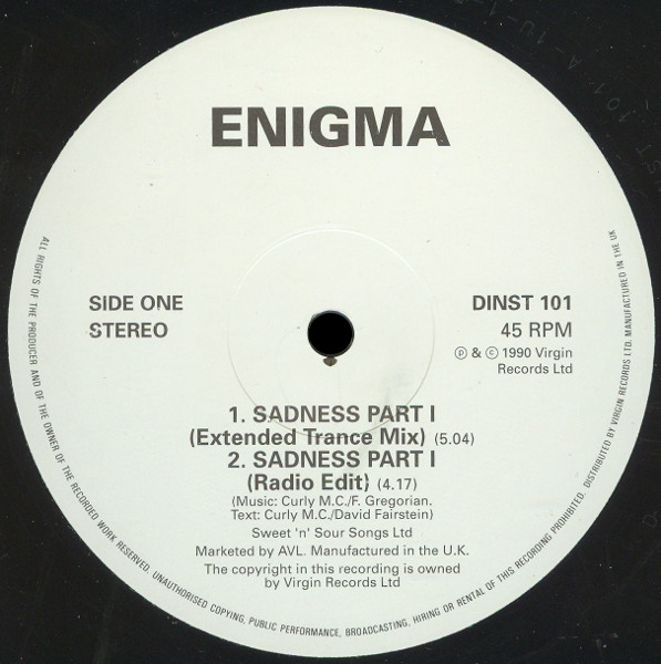 Enigma - Sadness Part 1 | Virgin (DINST 101) - 3