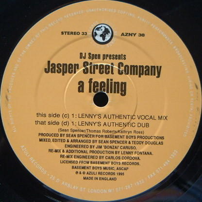 DJ Spen Presents Jasper Street Co. - A Feeling | Azuli Records (AZNY 38) - 2 DJ Spen Presents Jasper Street Co. - A Feeling | Azuli Records (AZNY 38) - 2