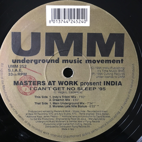 Masters At Work Present India - I Can't Get No Sleep '95 | UMM (UMM 252)
