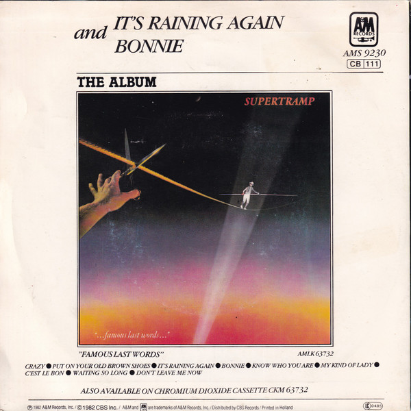 Supertramp - It's Raining Again | A&M Records (AMS 9230) - 2 Supertramp - It's Raining Again | A&M Records (AMS 9230) - 2