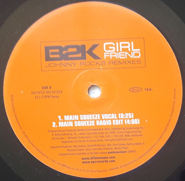 B2K - Girlfriend (Johnny Rocks Remixes) | Epic (54753-51) - 3