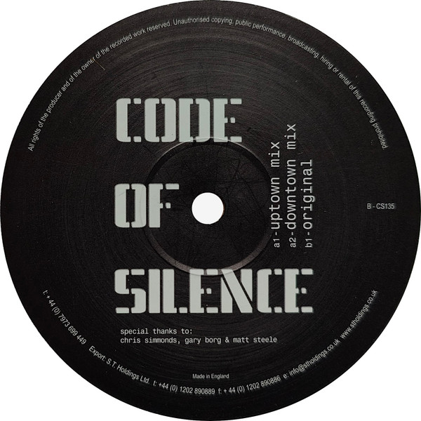 Chris Simmonds , Gary Borg & Matt Steele - Code Of Silence | Cross Section Records (CS135) - main Chris Simmonds , Gary Borg & Matt Steele - Code Of Silence | Cross Section Records (CS135) - main