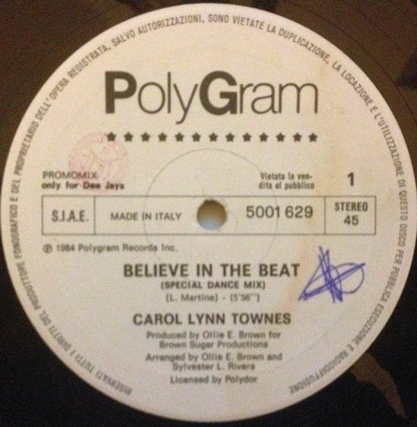 Carol Lynn Townes / Baobab - Believe In The Beat / Charmaine | PolyGram (5001 629) - main Carol Lynn Townes / Baobab - Believe In The Beat / Charmaine | PolyGram (5001 629) - main
