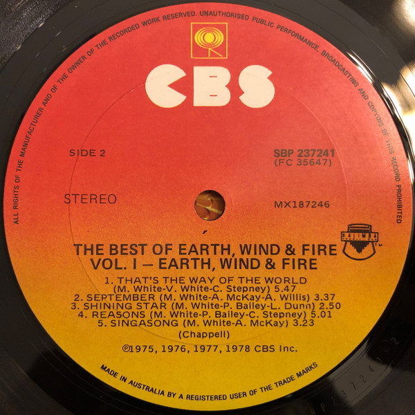 Earth, Wind & Fire - The Best Of Earth Wind & Fire Vol. 1 | CBS (SBP 237241) - 6 Earth, Wind & Fire - The Best Of Earth Wind & Fire Vol. 1 | CBS (SBP 237241) - 6