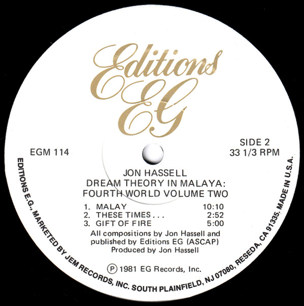 Jon Hassell - Dream Theory In Malaya (Fourth World Volume Two) | Editions EG (EGM 114) - 4