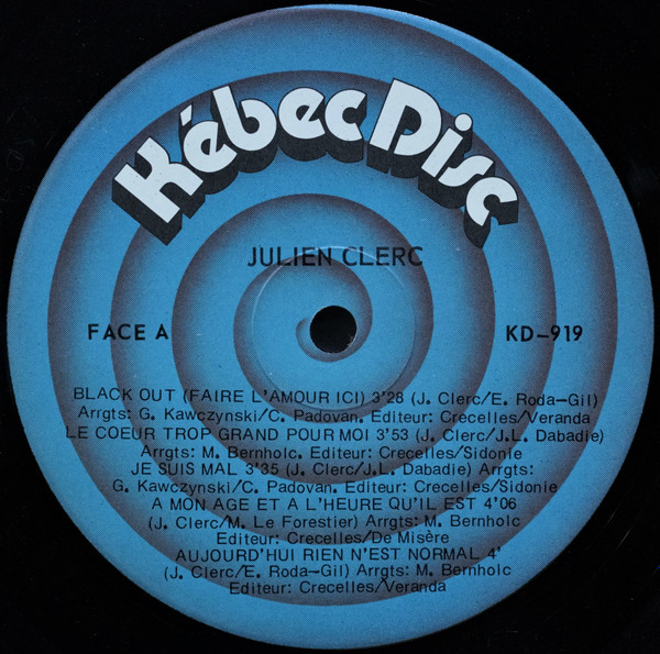 Julien Clerc - Julien Clerc | Kébec-Disc (KD-919) - 3 Julien Clerc - Julien Clerc | Kébec-Disc (KD-919) - 3