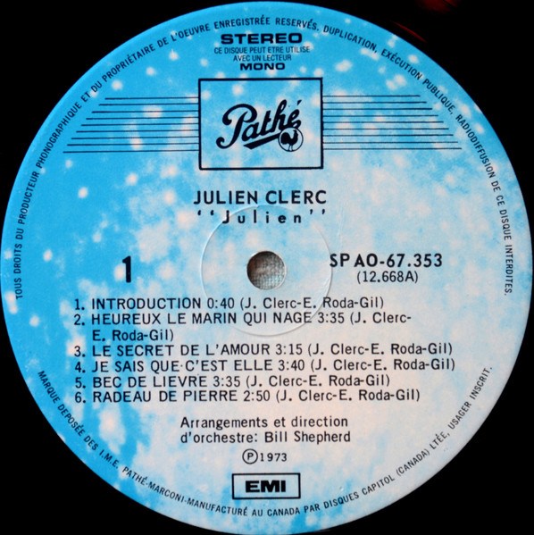 Julien Clerc - Julien | Pathé (SPAO-67.353) - 4 Julien Clerc - Julien | Pathé (SPAO-67.353) - 4
