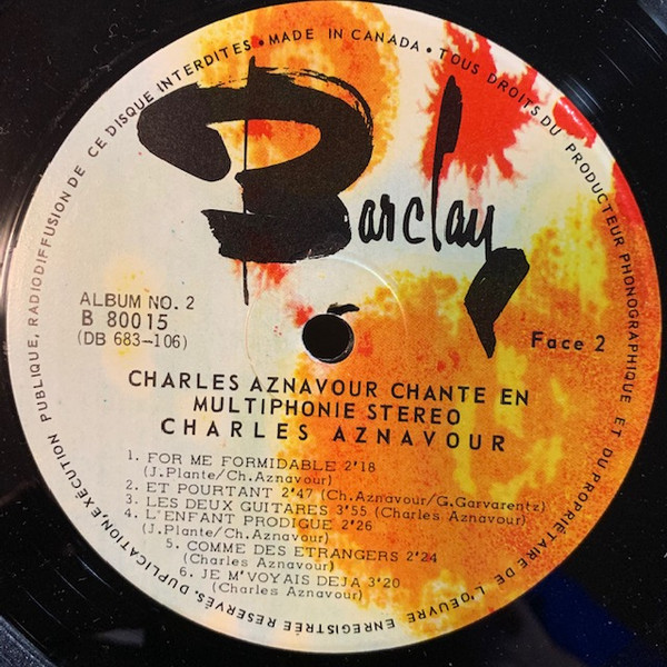 Charles Aznavour - Chante En Multiphonie Stéréo 2 | Barclay (80015) - 4 Charles Aznavour - Chante En Multiphonie Stéréo 2 | Barclay (80015) - 4
