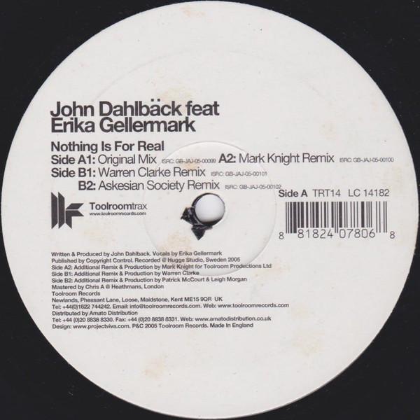 John Dahlbäck Feat. Erika Gellermark - Nothing Is For Real | Toolroom Trax (TRT 14)