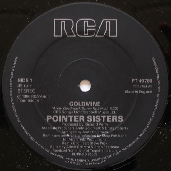 Pointer Sisters - Goldmine | RCA (PT 49788) - 3