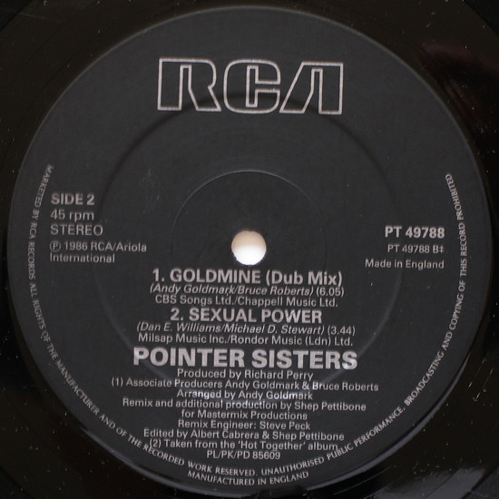 Pointer Sisters - Goldmine | RCA (PT 49788) - 4