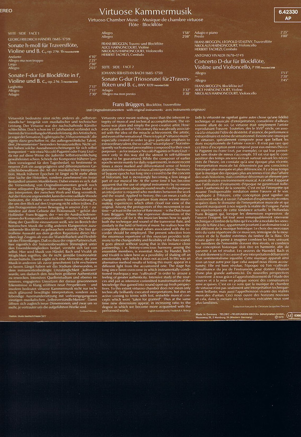 Virtuose Kammermusik • Virtuoso Chamber Music • Musique De Chambre Virtuose (Flöte • Blockflöte)