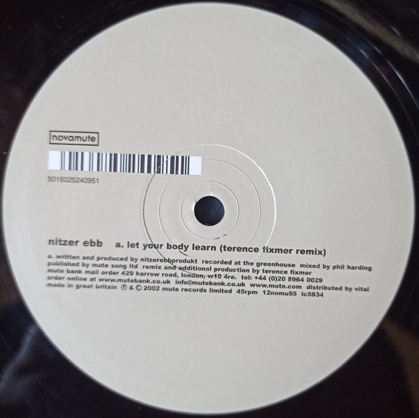 Nitzer Ebb - Let Your Body Learn / Control I'm Here | NovaMute (12nomu95)
