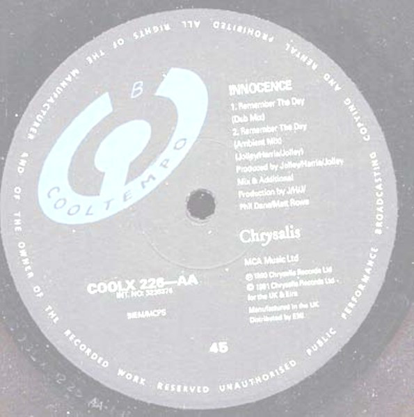 Innocence - Remember The Day | Cooltempo (COOLX 226) - 4 Innocence - Remember The Day | Cooltempo (COOLX 226) - 4