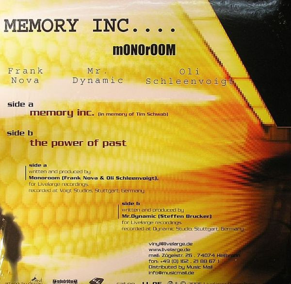 Monoroom / Mr. Dynamic - Memory Inc. (In Amicita Et Honor) | Livelarge Recordings (LL 05) - 2