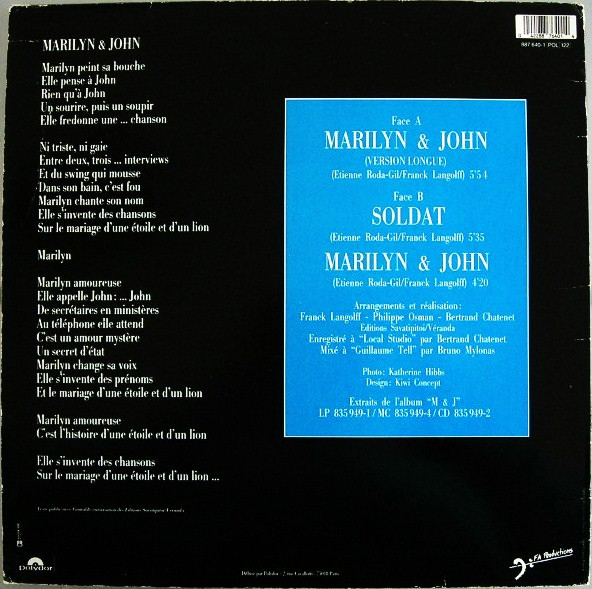 Vanessa Paradis - Marilyn & John | Polydor (887 640-1) - 2