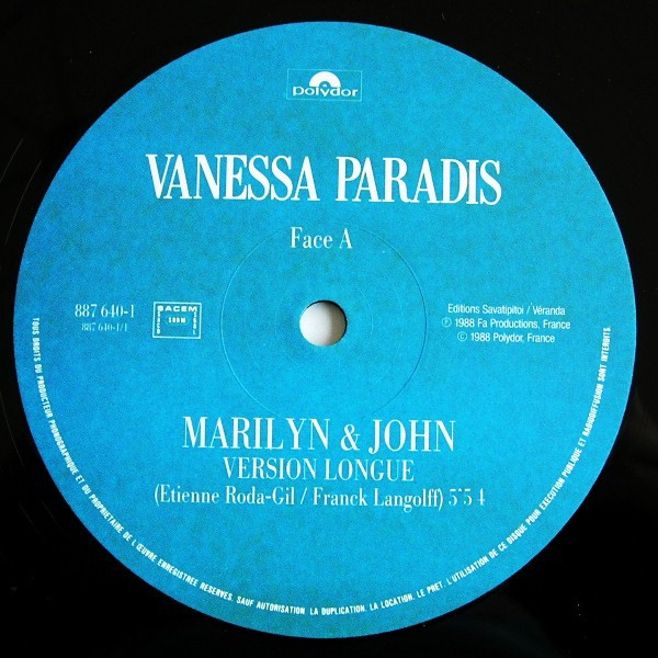 Vanessa Paradis - Marilyn & John | Polydor (887 640-1) - 3
