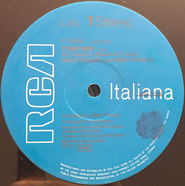Amii Stewart And Mike Francis - Together (Extended Version) | RCA Italiana (PT 40206) - 3 Amii Stewart And Mike Francis - Together (Extended Version) | RCA Italiana (PT 40206) - 3
