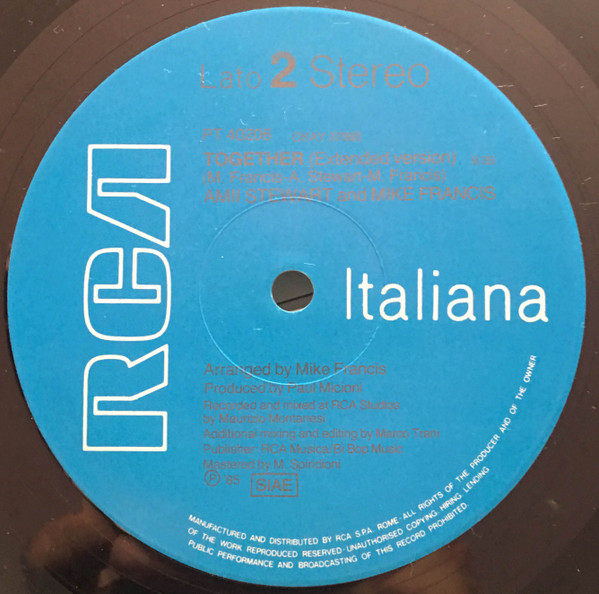 Amii Stewart And Mike Francis - Together (Extended Version) | RCA Italiana (PT 40206) - 4 Amii Stewart And Mike Francis - Together (Extended Version) | RCA Italiana (PT 40206) - 4