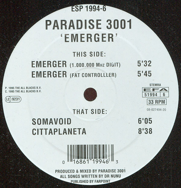 Paradise 3001 - Emerger | ESP Records (ESP 1994-6)