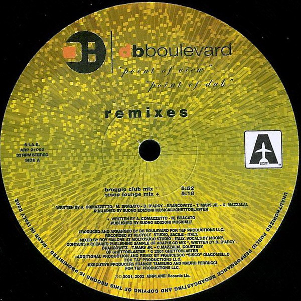 DB Boulevard - Point Of View (Remixes) | Airplane! Records (ARP 21092) - 3