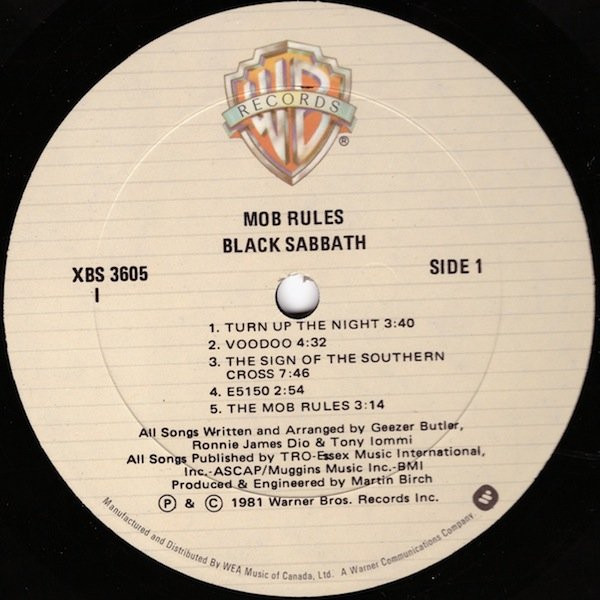 Black Sabbath - Mob Rules [Vinyl] | Warner Bros. Records (XBS 3605) - 3
