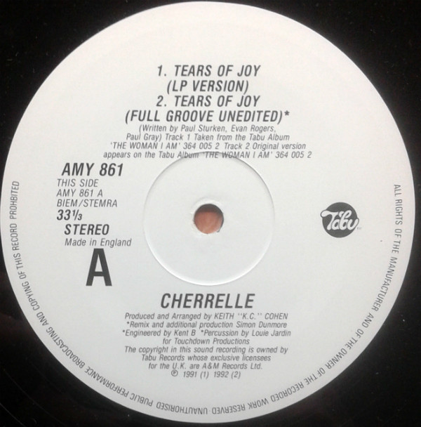 Cherrelle - Tears Of Joy | Tabu Records (AMY 861) - 3 Cherrelle - Tears Of Joy | Tabu Records (AMY 861) - 3