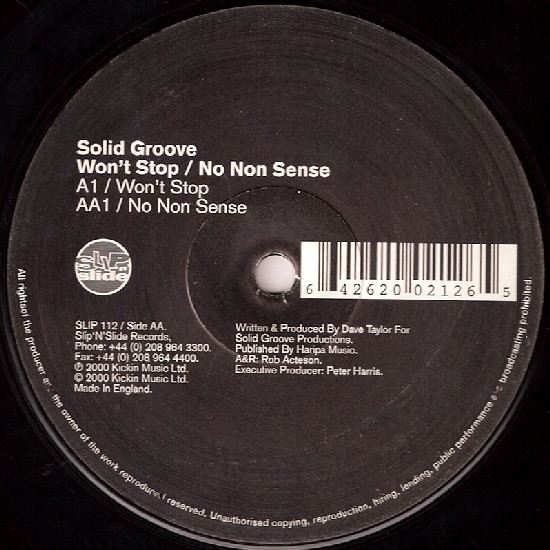 Solid Groove - Won't Stop / No Non Sense | Slip 'n' Slide (SLIP 112) - main