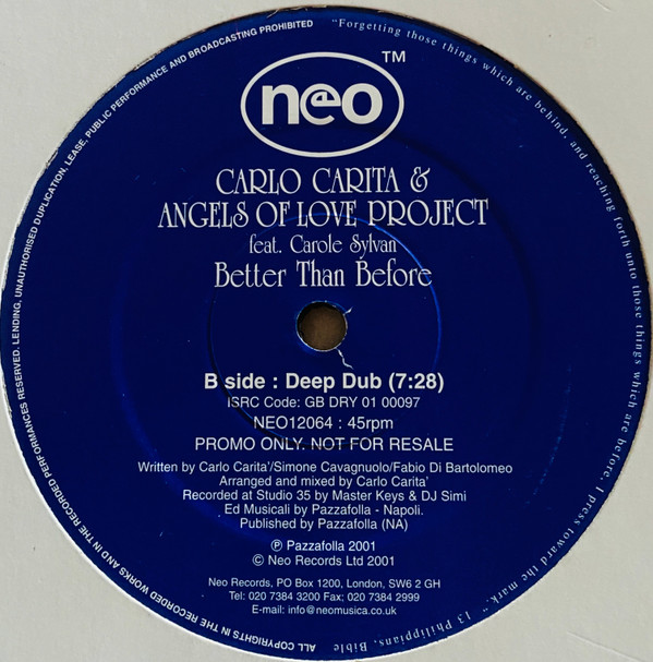 Carlo Carita & Angels Of Love - Better Than Before | Neo (NEO12064) - 2 Carlo Carita & Angels Of Love - Better Than Before | Neo (NEO12064) - 2
