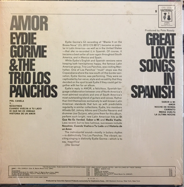 Eydie Gorme And The Trio Los Panchos - Amor, Great Love Songs In Spanish | Caytronics (CYS 1316) - 2 Eydie Gorme And The Trio Los Panchos - Amor, Great Love Songs In Spanish | Caytronics (CYS 1316) - 2