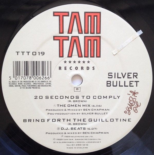 Silver Bullet - 20 Seconds To Comply | Tam Tam Records (TTT 019) - main