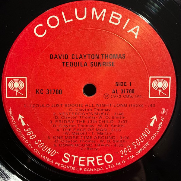 David Clayton-Thomas - Tequila Sunrise | Columbia (KC 31700) - 4 David Clayton-Thomas - Tequila Sunrise | Columbia (KC 31700) - 4