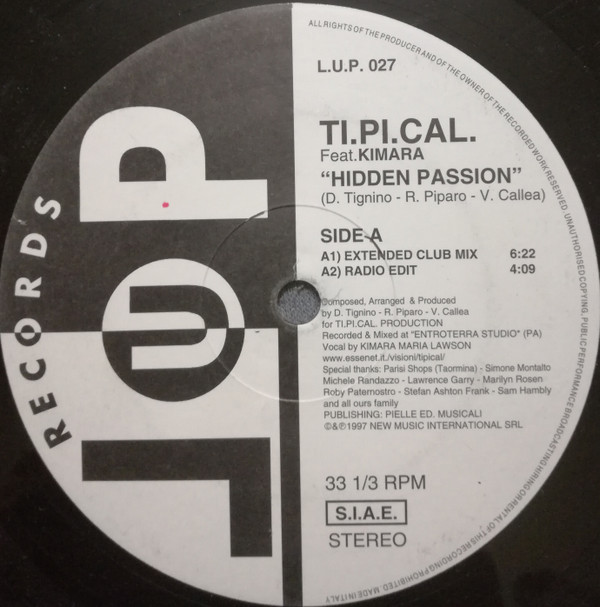 Ti.Pi.Cal.  &  Kimara - Hidden Passion | LUP Records (LUP 027) - 3