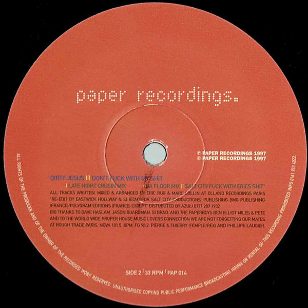 Dirty Jesus - Don't Fuck With My Shit | Paper Recordings (PAP 014) - 3