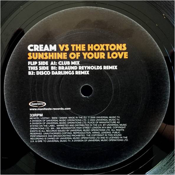 Cream vs. The Hoxtons - Sunshine Of Your Love | Manifesto (9874579) - 4 Cream vs. The Hoxtons - Sunshine Of Your Love | Manifesto (9874579) - 4
