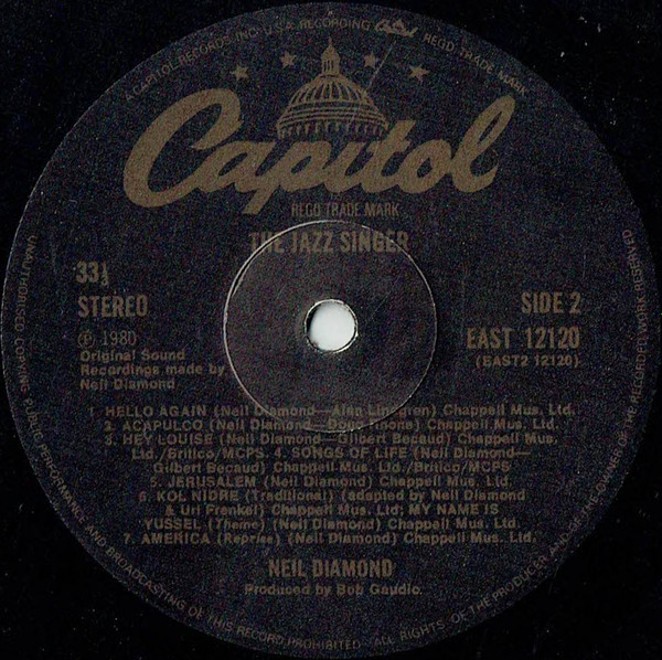Neil Diamond - The Jazz Singer (Original Songs From The Motion Picture) | Capitol Records (EA-ST 12120) - 4 Neil Diamond - The Jazz Singer (Original Songs From The Motion Picture) | Capitol Records (EA-ST 12120) - 4