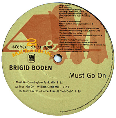 Brigid Boden - Must Go On | A&M Records (31458 2053 1) - main