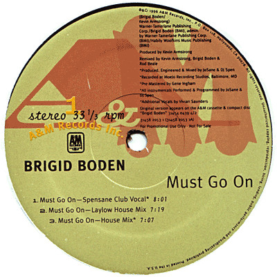 Brigid Boden - Must Go On | A&M Records (31458 2053 1) - 2
