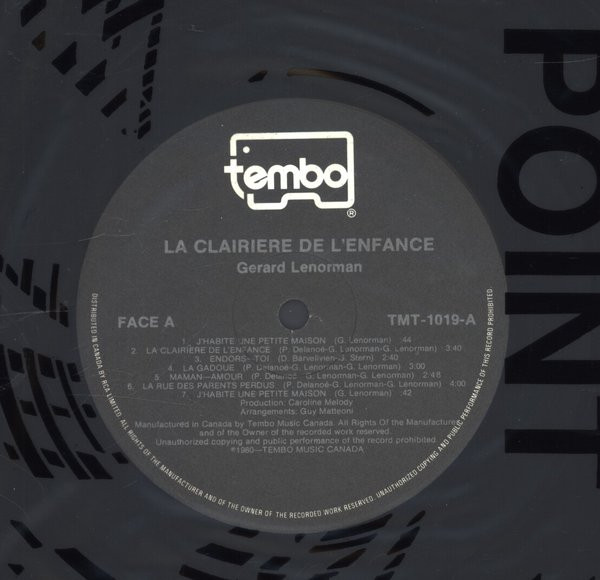 Gérard Lenorman - La Clairière De L'Enfance | tembo (TMT-1019) - 3 Gérard Lenorman - La Clairière De L'Enfance | tembo (TMT-1019) - 3