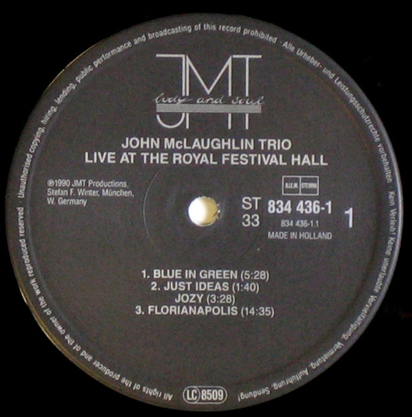 John McLaughlin Trio - Live At The Royal Festival Hall | JMT (JMT 834 436-1) - 3