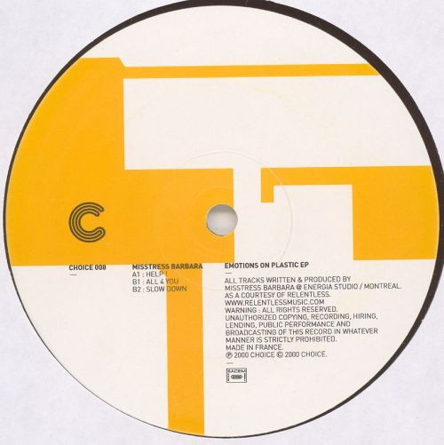 Misstress Barbara - Emotions On Plastic EP | Choice (CHOICE 008) - 3 Misstress Barbara - Emotions On Plastic EP | Choice (CHOICE 008) - 3
