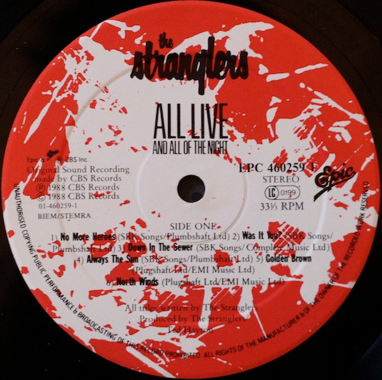 The Stranglers - All Live And All Of The Night | Epic (EPC 460259 1) - 4