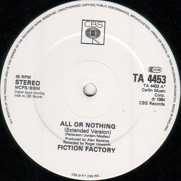 Fiction Factory - All Or Nothing (Extended Version) | CBS (TA 4453) - 3