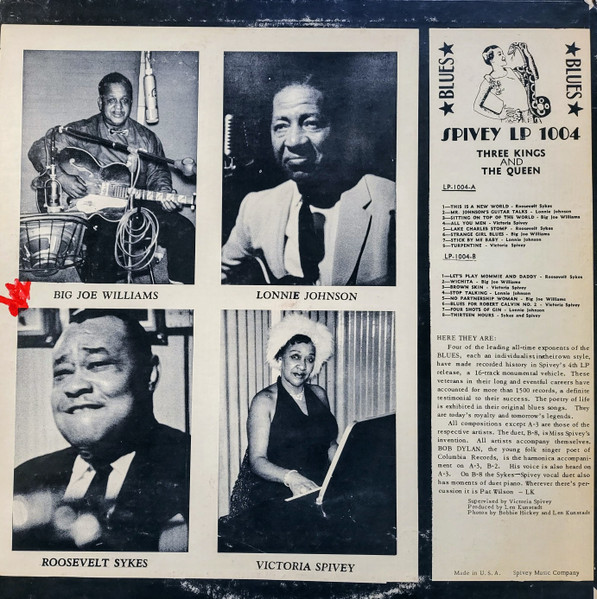 Roosevelt Sykes / Big Joe Williams / Lonnie Johnson / Victoria Spivey - Three Kings And The Queen | Spivey Records (LP 1004) - 2 Roosevelt Sykes / Big Joe Williams / Lonnie Johnson / Victoria Spivey - Three Kings And The Queen | Spivey Records (LP 1004) - 2
