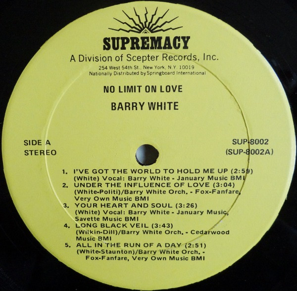 Barry White - No Limit On Love | Supremacy (SUP 8002) - 3 Barry White - No Limit On Love | Supremacy (SUP 8002) - 3