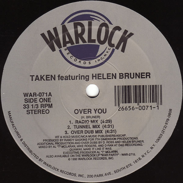 Taken Featuring Helen Bruner - Over You | Warlock Records (WAR-071) - main