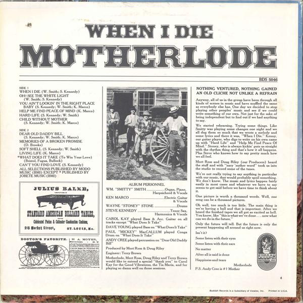 Motherlode - When I Die | Buddah Records (BDS 5046) - 2