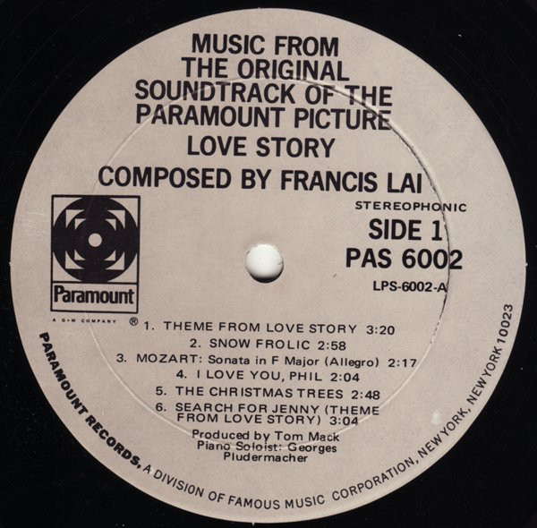 Francis Lai - Love Story - Music From The Original Soundtrack | Paramount Records (PAS 6002) - 3